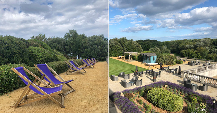 Outdoor lounging area at Seaham Hall 